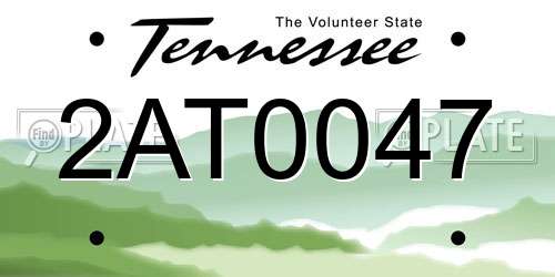2AT0047 Tennessee License Plate