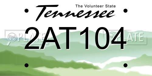 2AT104 Tennessee License Plate
