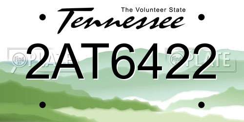 2AT6422 Tennessee License Plate