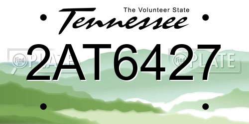 2AT6427 Tennessee License Plate