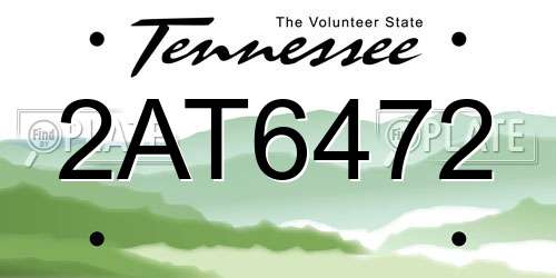 2AT6472 Tennessee License Plate