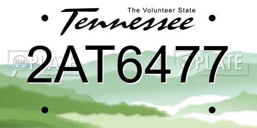 2AT6477 Tennessee License Plate