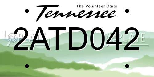 2ATD042 Tennessee License Plate