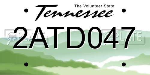 2ATD047 Tennessee License Plate