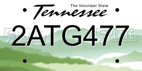 2ATG477 Tennessee License Plate
