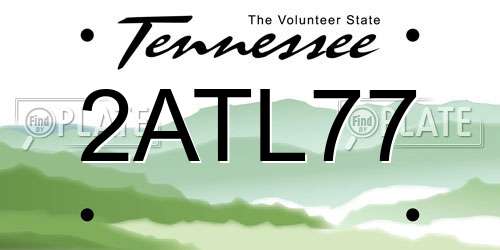 2ATL77 Tennessee License Plate