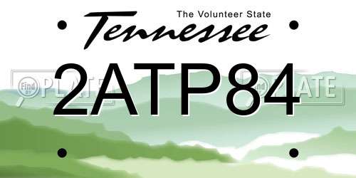 2ATP84 Tennessee License Plate