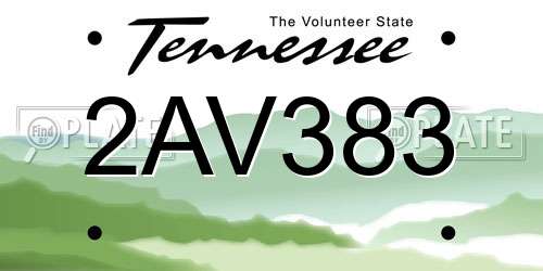 2AV383 Tennessee License Plate