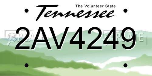 2AV4249 Tennessee License Plate