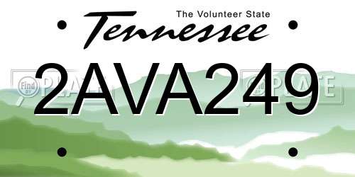 2AVA249 Tennessee License Plate