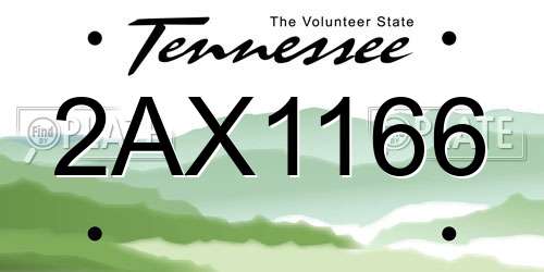 2AX1166 Tennessee License Plate