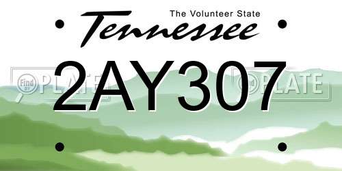 2AY307 Tennessee License Plate