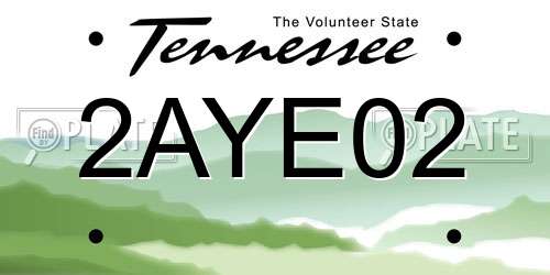 2AYE02 Tennessee License Plate