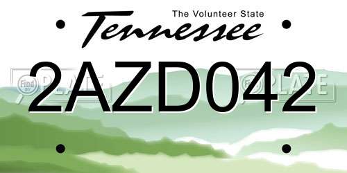 2AZD042 Tennessee License Plate