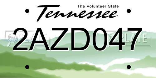 2AZD047 Tennessee License Plate