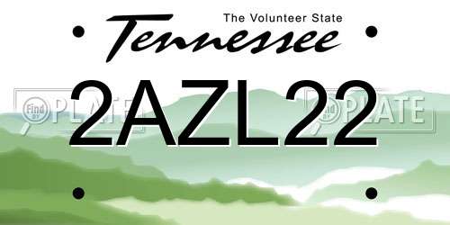 2AZL22 Tennessee License Plate