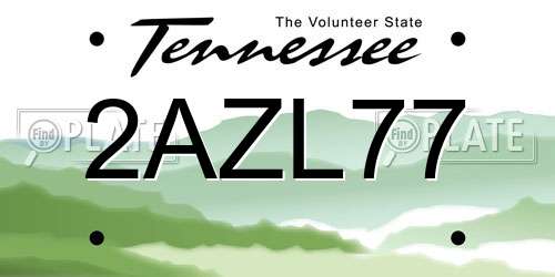 2AZL77 Tennessee License Plate