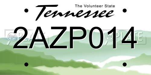 2AZP014 Tennessee License Plate