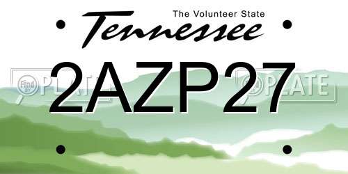 2AZP27 Tennessee License Plate