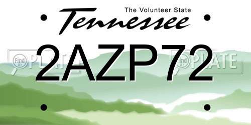 2AZP72 Tennessee License Plate