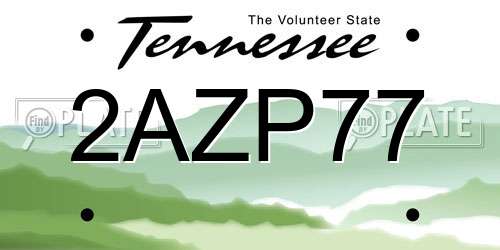 2AZP77 Tennessee License Plate