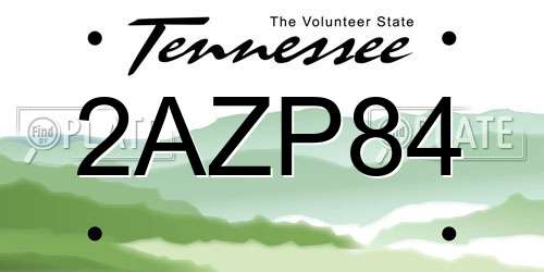 2AZP84 Tennessee License Plate