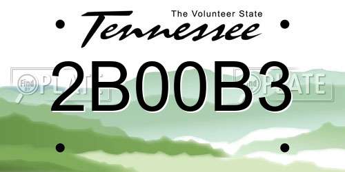 2B00B3 Tennessee License Plate
