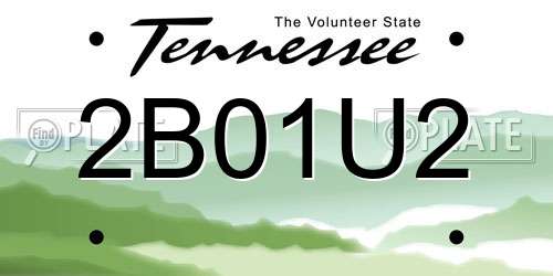 2B01U2 Tennessee License Plate