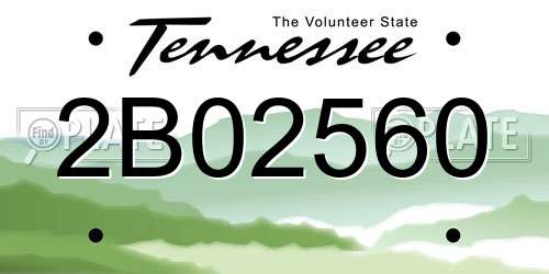 2B02560 Tennessee License Plate