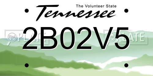2B02V5 Tennessee License Plate