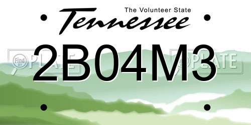 2B04M3 Tennessee License Plate