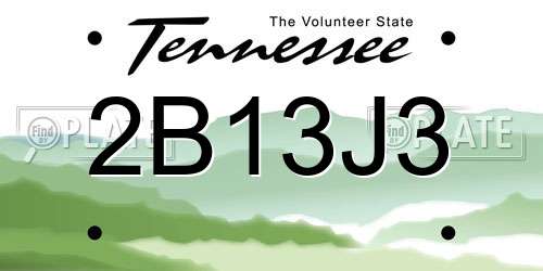 2B13J3 Tennessee License Plate