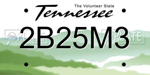 2B25M3 Tennessee License Plate