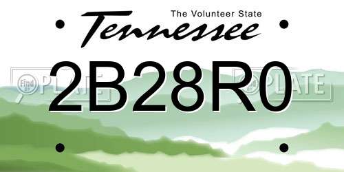 2B28R0 Tennessee License Plate