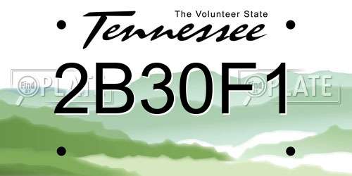 2B30F1 Tennessee License Plate