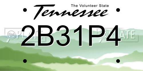 2B31P4 Tennessee License Plate