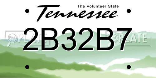 2B32B7 Tennessee License Plate