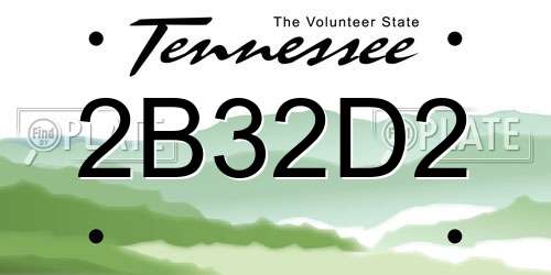 2B32D2 Tennessee License Plate