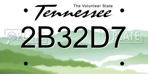 2B32D7 Tennessee License Plate
