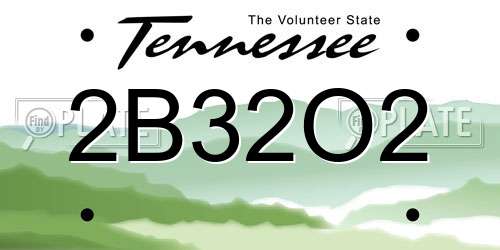 2B32O2 Tennessee License Plate