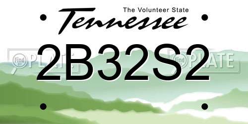 2B32S2 Tennessee License Plate