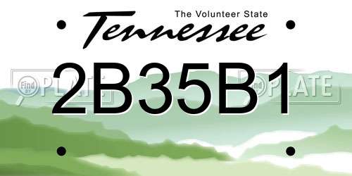 2B35B1 Tennessee License Plate