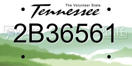 2B36561 Tennessee License Plate