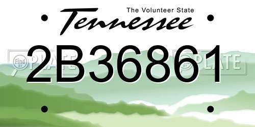 2B36861 Tennessee License Plate