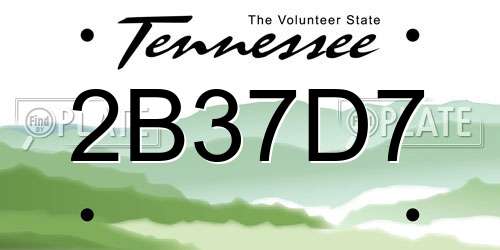 2B37D7 Tennessee License Plate