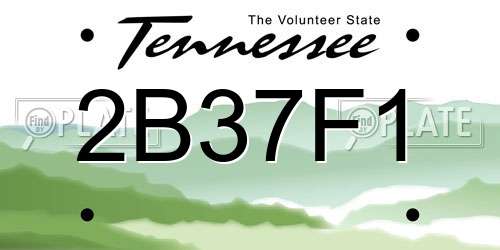 2B37F1 Tennessee License Plate