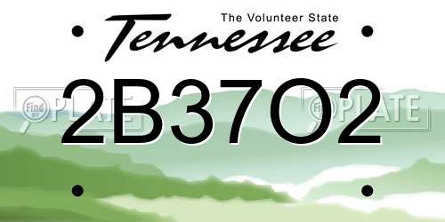 2B37O2 Tennessee License Plate