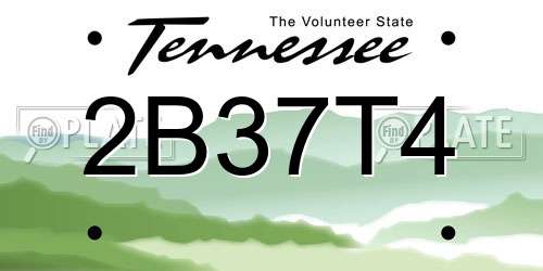 2B37T4 Tennessee License Plate