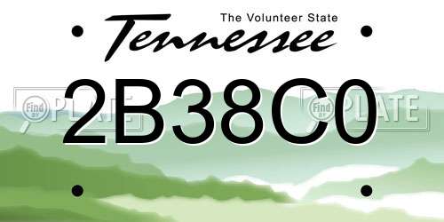2B38C0 Tennessee License Plate