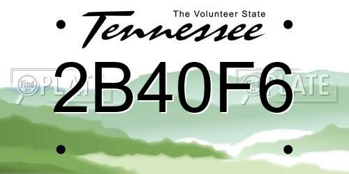 2B40F6 Tennessee License Plate